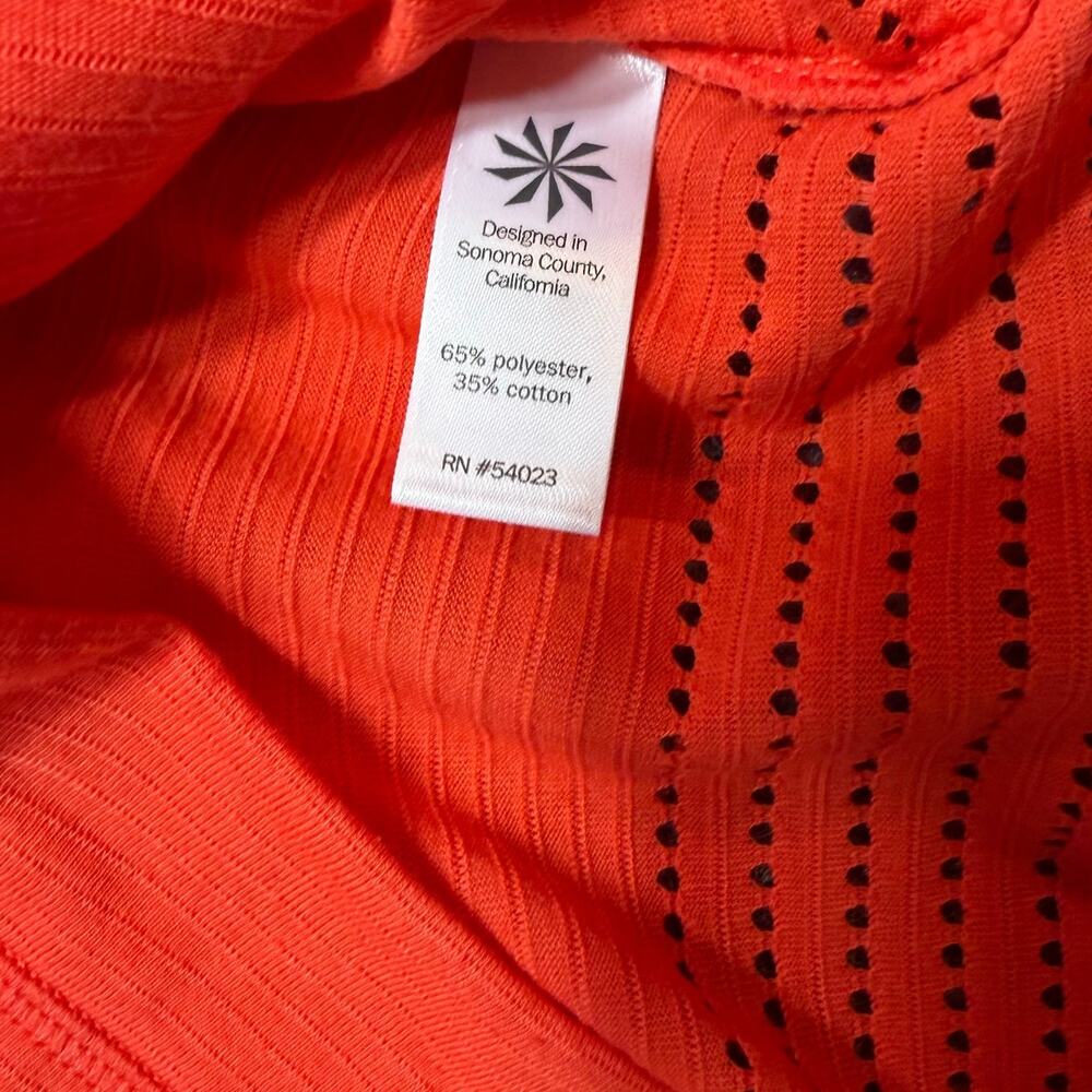 Athleta Limitless Coral Orange Perforated Long Sleeve Athleisure Top Medium - Picture 4 of 7